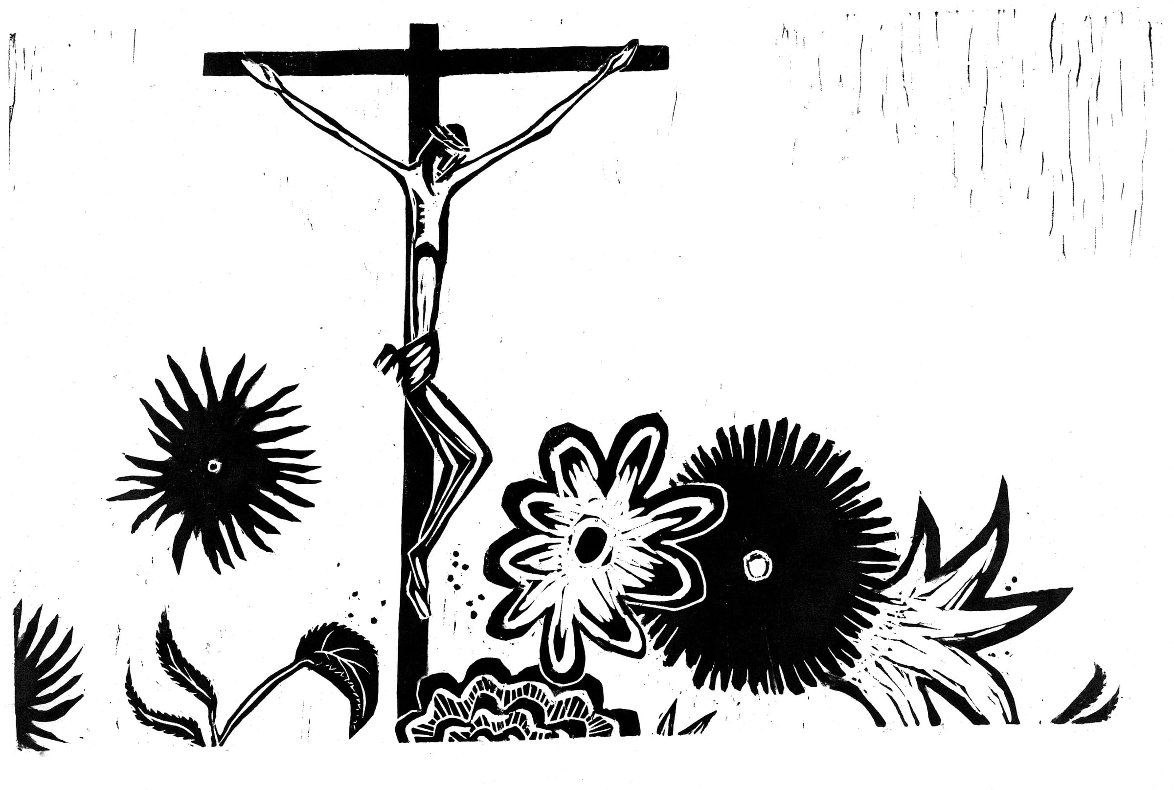 Kruzifix und Blumen