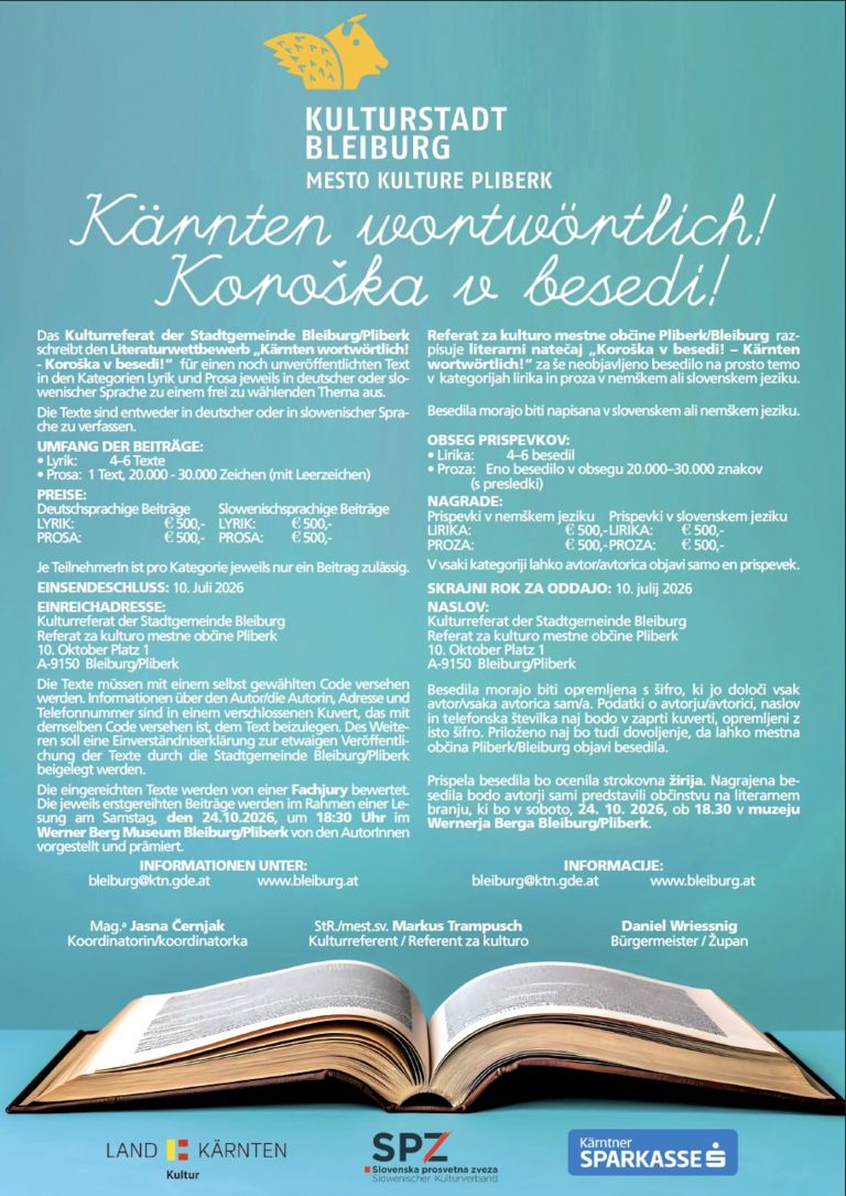 Lesung der Preisträger und Preisträgerinnen des 14. Literaturwettbewerbes „Kärnten wortwörtlich/Koroška v besedi“ Secondo Ottimismo